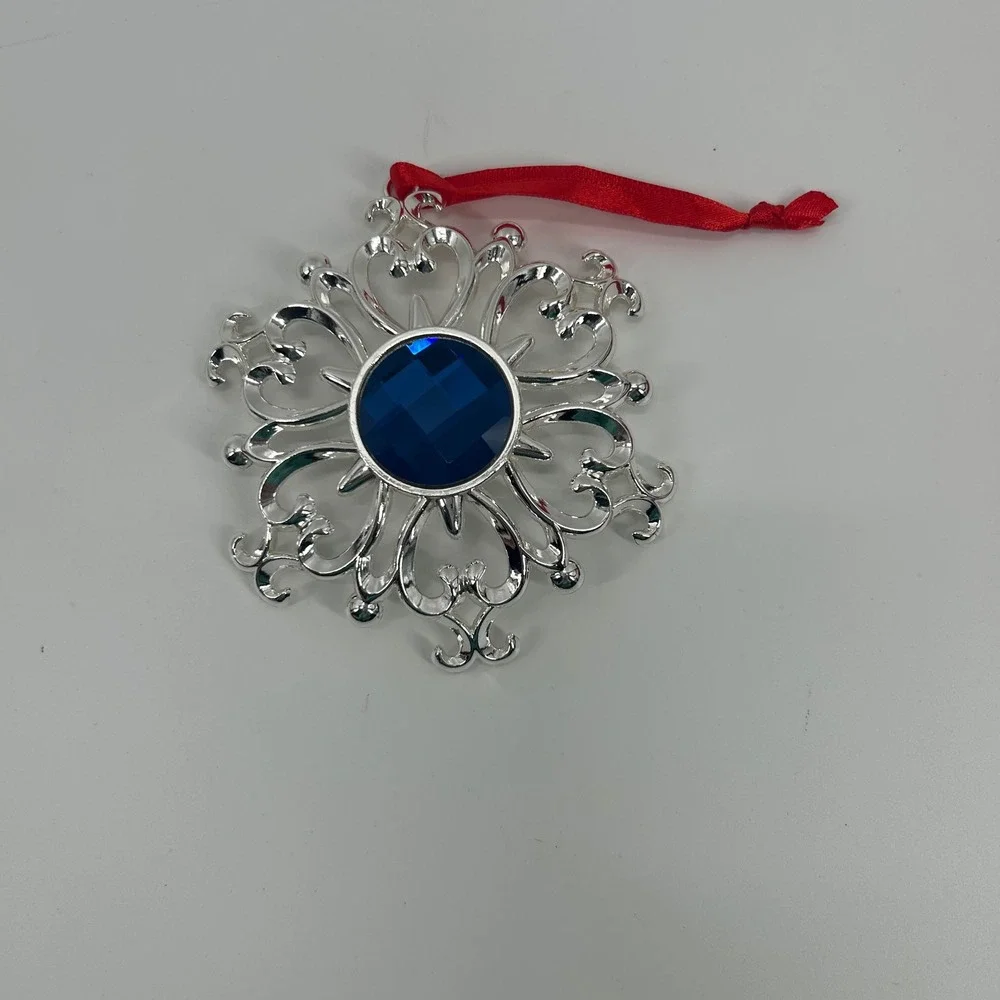 Lenox 2 Bejeweled Silver plated Christmas ornaments snowman‎ and snowflake